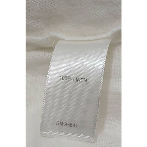 J jill womens medium 100% linen wide leg white pants resort beach elastic waist - Picture 6 of 6